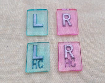 1 set of small x-ray markers (1 L and 1 R) with initials (max 3 characters), perfect for extremities and pediatrics, minimalist