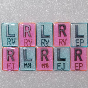 1 jeu de petits marqueurs radiographiques 1 L et 1 R avec initiales 3 caractères max., parfaits pour les extrémités et la pédiatrie, minimaliste image 9