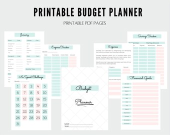 Printable Budget / Finance Planner; expense tracker, savings tracker, monthly expenses