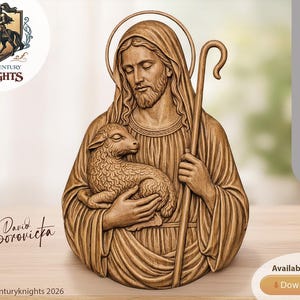 Jesus The Good Shepherd, STL Relief Model for CNC or 3D Printing (Digital Download)