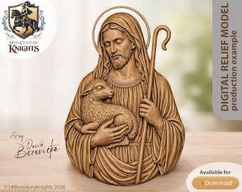 Jesus The Good Shepherd, STL Relief Model for CNC or 3D Printing (Digital Download)