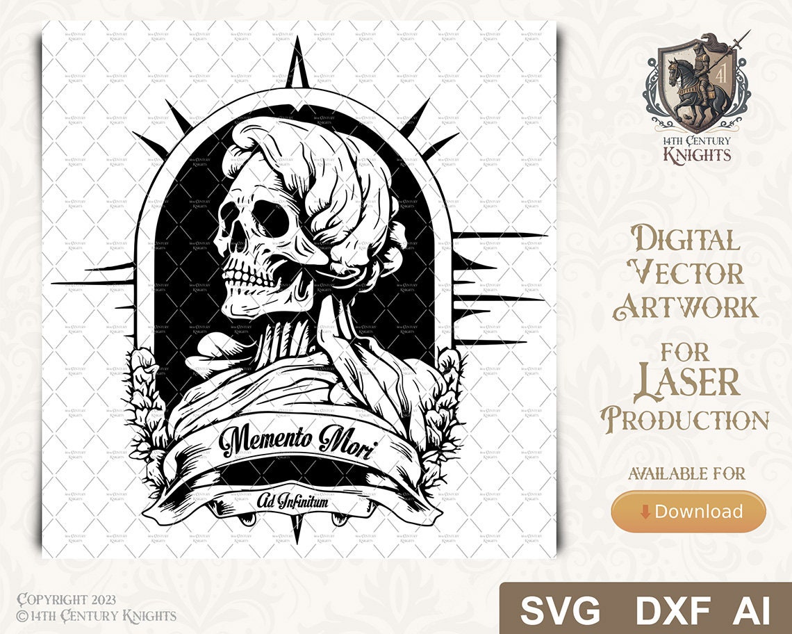 Vector SVG Skull for Laser Engraving, Digital Artwork Download for