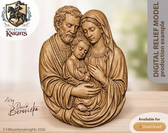 Holy Family, STL Relief Model for CNC or 3D Printing (Digital Download)