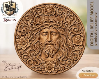 Jesus mit Dornenkrone, STL-Reliefmodell für CNC oder 3D-Druck (Digital Download)