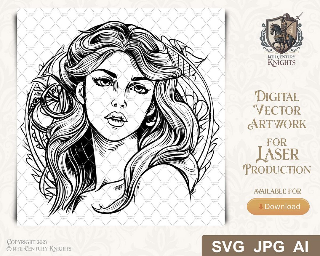 Lady Vector SVG For Fiber Or CO2 Laser Engraving Digital Artwork Lady Vector SVG For Fiber Or CO2 Laser Engraving Digital Artwork