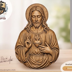 Sagrado Corazón de Jesús, modelo en relieve STL para CNC o impresión 3D (descarga digital)