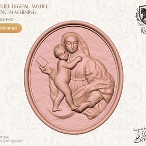 Madonna and Child 3D STL Relief Model for CNC Artcam Aspire Vcarve Cut3D
