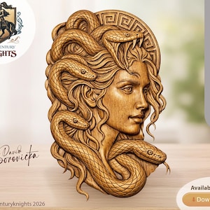 Serpent Enchantress, STL-reliëfmodel voor CNC of 3D-printen (digitale download)