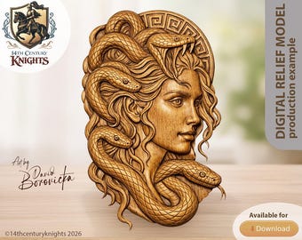Serpent Enchantress, STL Relief Model for CNC or 3D Printing (Digital Download)