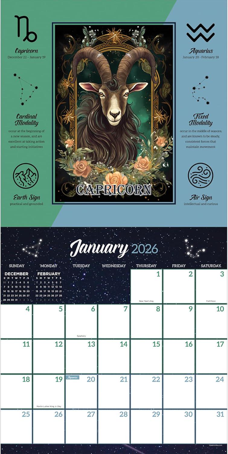 2026 Astrology Wall Calendar – Vertical Monthly Planner, Large Grids ...