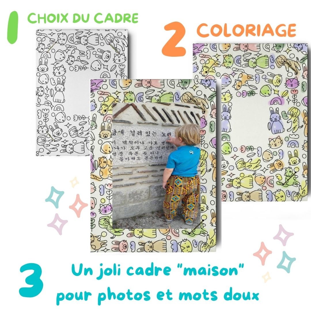 Idée Cadeau Personnalisé Pour Grands Parents et Amoureux, Cadre Incassable à Colorier