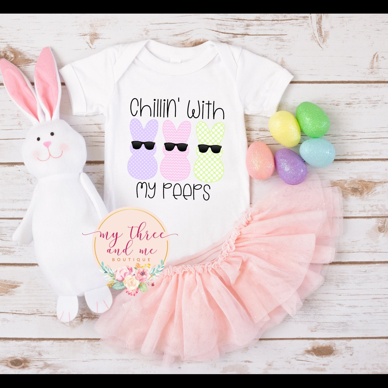 Chillin' with my peeps infant bodysuit & Youth Tee\ Easter shirt\ Funny Easter\ Girls Easter tee Chillin' with my peeps infant bodysuit & Youth Tee\ Easter shirt\ Funny Easter\ Girls Easter tee