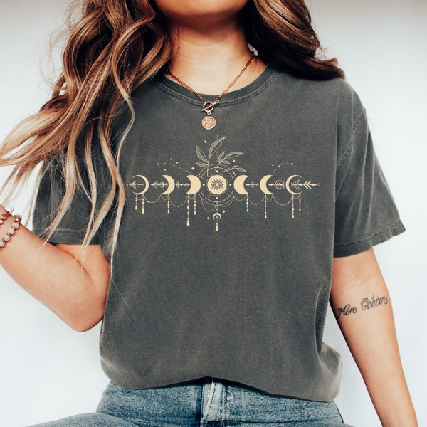 Mystic Moon Shirt, Mystical Moon Phase Shirt, Moon Phases Shirt, Boho Vintage Shirt, Celestial Moon, Astrology Astronomy, Comfort Colors