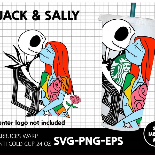 jack skellington svg Jack And Sally Starbucks Cold Cup SVG, Full Wrap for Starbucks Venti Cold Cup, Custom Starbuck, Files for Cricut