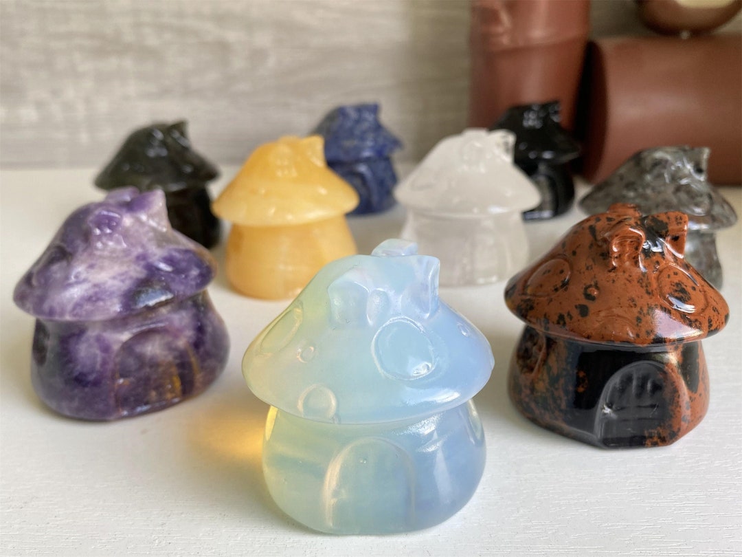 1.8 Natural Quartz Crystal Carved Mushroom Housecrystal Carvedcrystal Mushroom Househealing