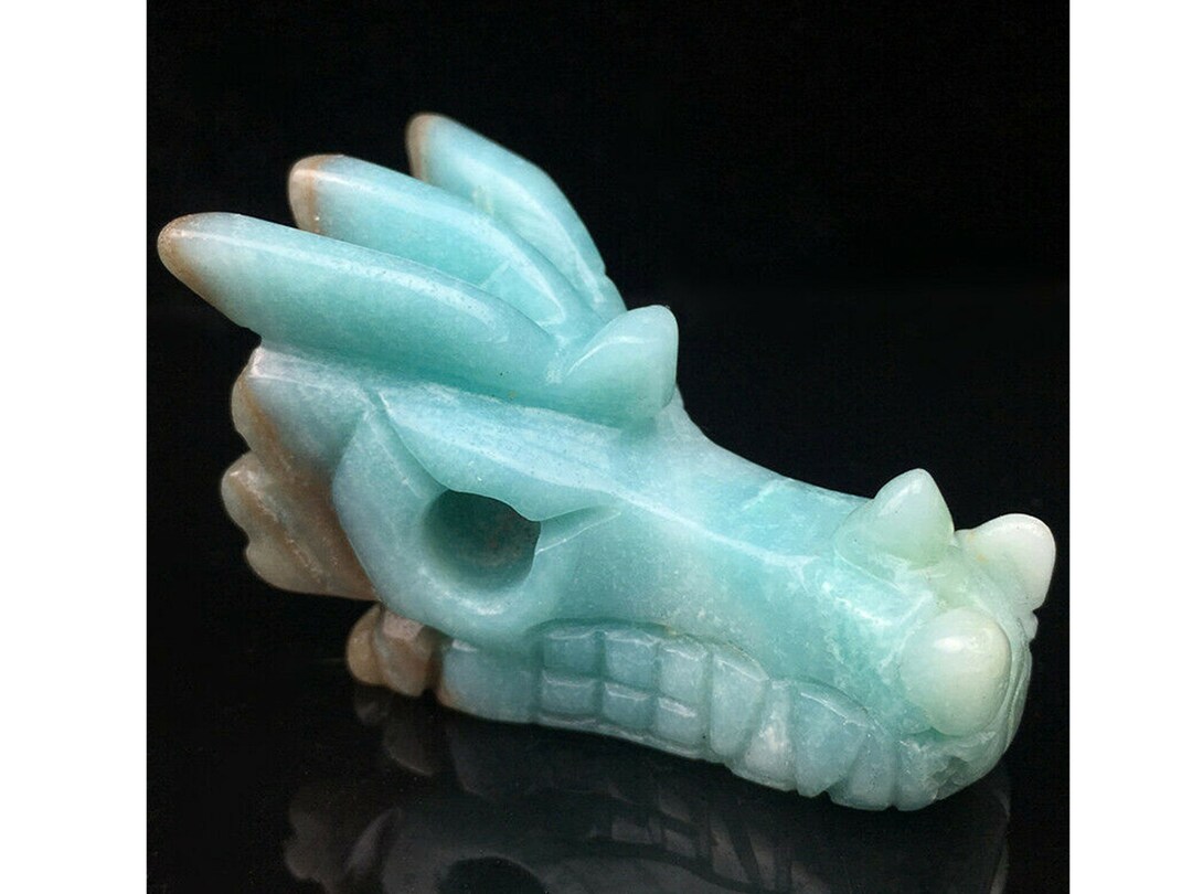 2'' Natural Amazon Stone Dragon Head Skul hand Carved - Etsy