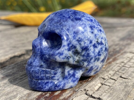 Amazing African Dark blue Sodalite Crystal skull carving!