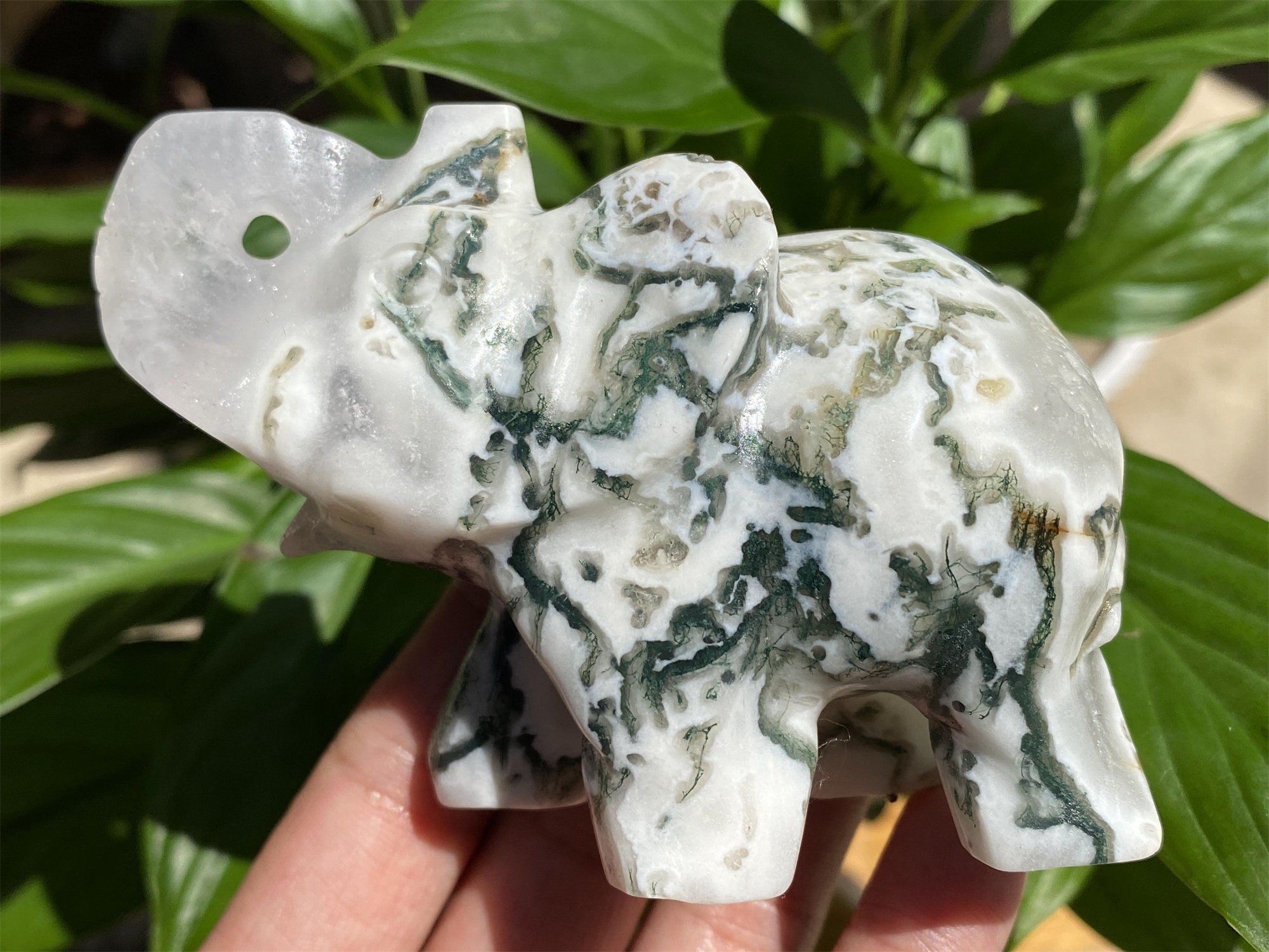 White jade shop elephant pendant