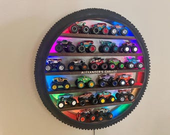 Original Personalized Monster Truck Tire Shelf || Monster Truck Case || Monster Truck Display || Monster Truck Storage | Monster Truck Decor