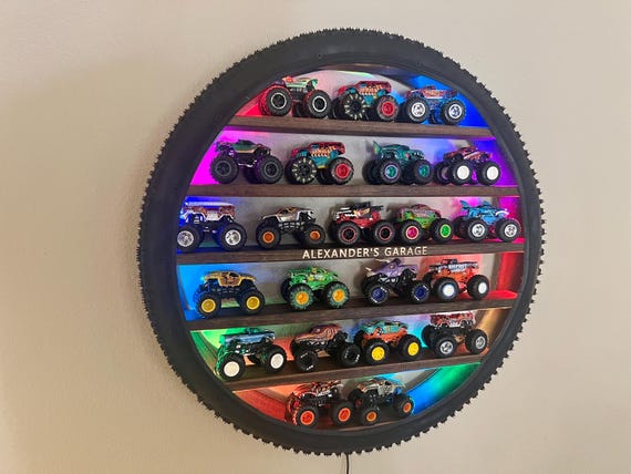 Original Personalized Monster Truck Tire Shelf || Monster Truck Case || Monster Truck Display || Monster Truck Storage | Monster Truck Decor