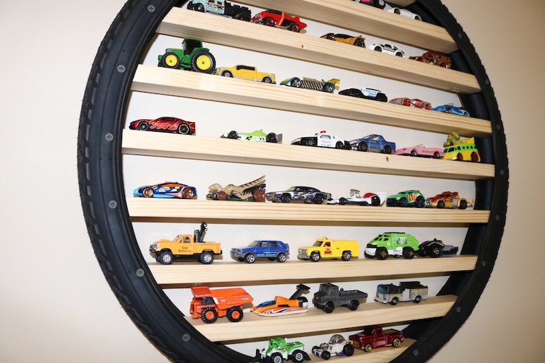Original Personalized Tire Shelf Toy Car Display Toy Train Display Toy Car Storage Wall Art Bike Tire Shelf image 5