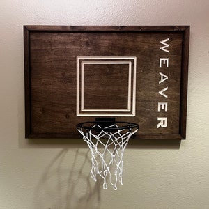 Personalized Basketball Goal || Custom Wood Indoor Wall Mounted Basketball Hoop || Groomsman Gift || Sports Decor || Sports Team Gift ||