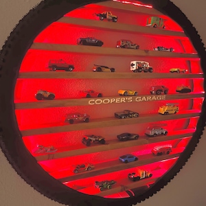 29&quot; Original Personalized Tire Shelf || Toy Car Display || Toy Train Display || Toy Car Storage || Wall Art || Bike Tire Shelf