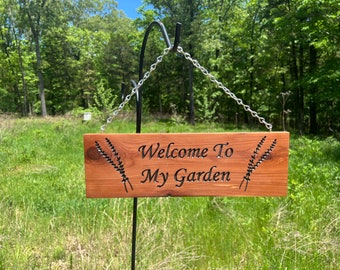 Custom Personalized Garden Sign || Grandma's Garden || Mama's Garden || Grandpa's Garden || Cedar Wood Sign With Carved Lettering ||