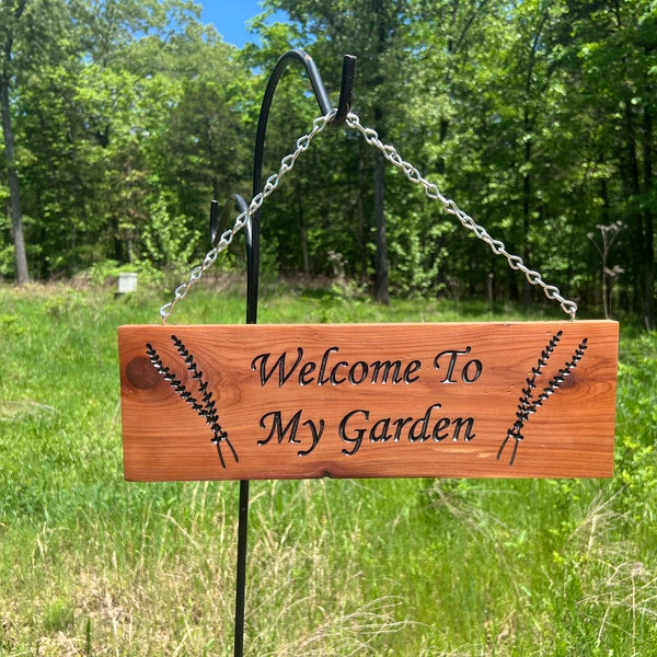 Custom Personalized Garden Sign || Grandma's Garden || Mama's Garden || Grandpa's Garden || Cedar Wood Sign With Carved Lettering ||