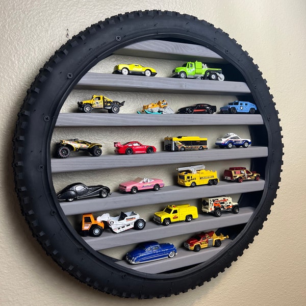 Original Personalized Tire Shelf || Toy Car Display || Toy Train Display || Toy Car Storage || Wall Art || Bike Tire Shelf