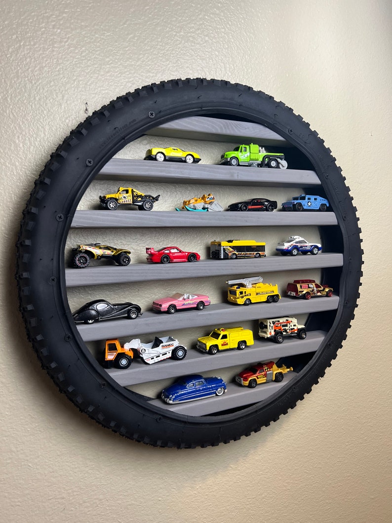 Original Personalized Tire Shelf Toy Car Display Toy Train Display Toy Car Storage Wall Art Bike Tire Shelf image 2