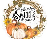 Home sweet home wreath sign, wreath attachment, metal wreath sign, fall wreath sign