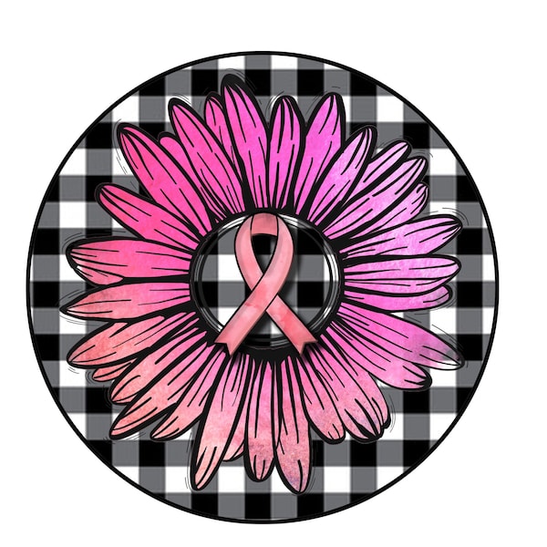 Daisy breast cancer awareness sign, cancer support sign, wreath sign, wreath attachment, aluminum sign