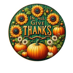 En total, dé gracias, letrero de corona de otoño, letrero de corona de metal, letrero de corona redonda, decoración de puerta, creaciones de letreros de Lindys