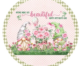 Happy mother's day wreath sign, metal wreath sign, sign for wreaths, round wreath sign, lindys sign creations