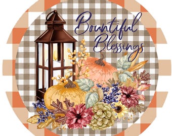 Fall wreath sign, Thanksgiving wreath sign, metal sign, round wreath sign, wreath attachment