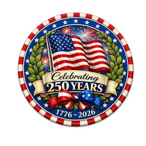 Patriotic American flag celebrating 250 years wreath sign, aluminum wreath sign, wreath attachment, door decor, Lindys sign creations