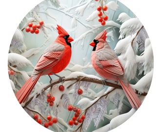 Cardinals wreath sign, metal wreath sign, signs for wreaths, round wreath sign, door decor, Lindys sign creations