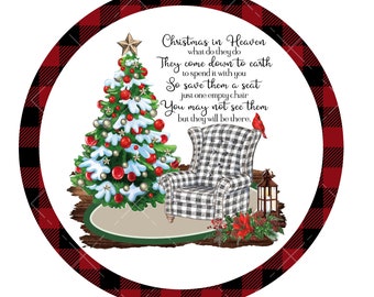 Christmas in heaven wreath sign, metal wreath sign, round wreath center