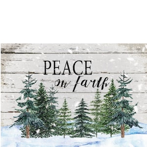 Peace on earth wreath sign, wreath attachment, winter wreath sign, metal sign, door hanging, 10x8 wreath sign