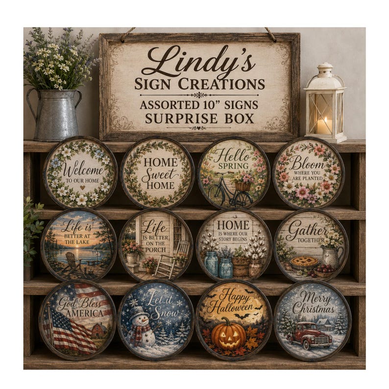 Surprose Signs Assorted Sign Surprise Pack of Wreath Signs, Aluminum Wreath Signs ...