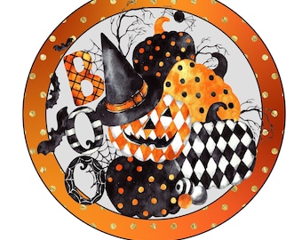 Boo wreath sign, Halloween wreath sign, round wreath sign, metal sign, door hanging