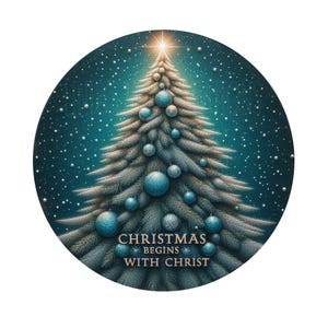 Christmas begins with Christ Christmas tree, metal wreath sign, religious wreath sign, Christian wreath sign, Lindys sign creations