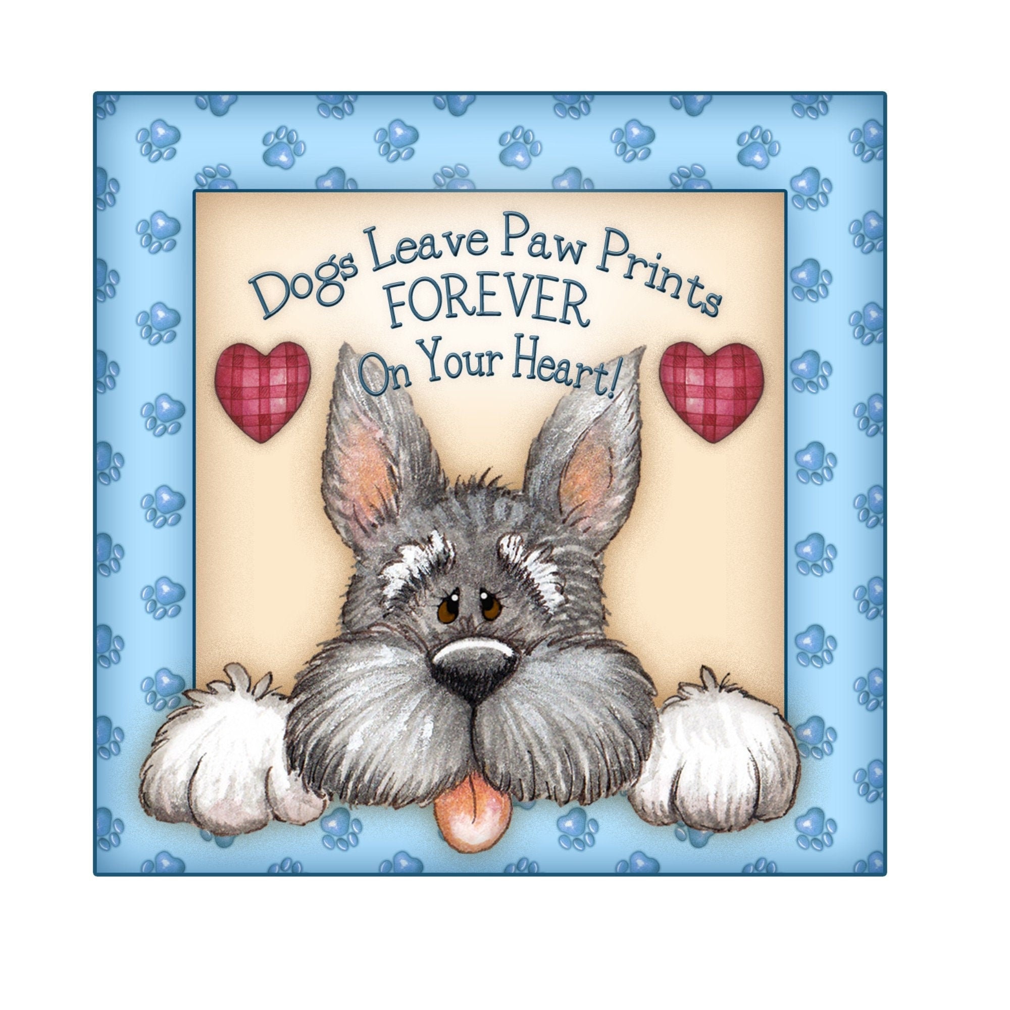 Dogs Leave Paw Prints On Your Heart Wreath Sign, Metal 10x10 Door Hanging