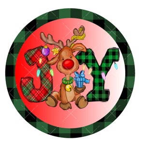 Letrero de corona de reno de alegría, letrero de corona de metal, letreros para coronas, letrero de decoración navideña para el hogar