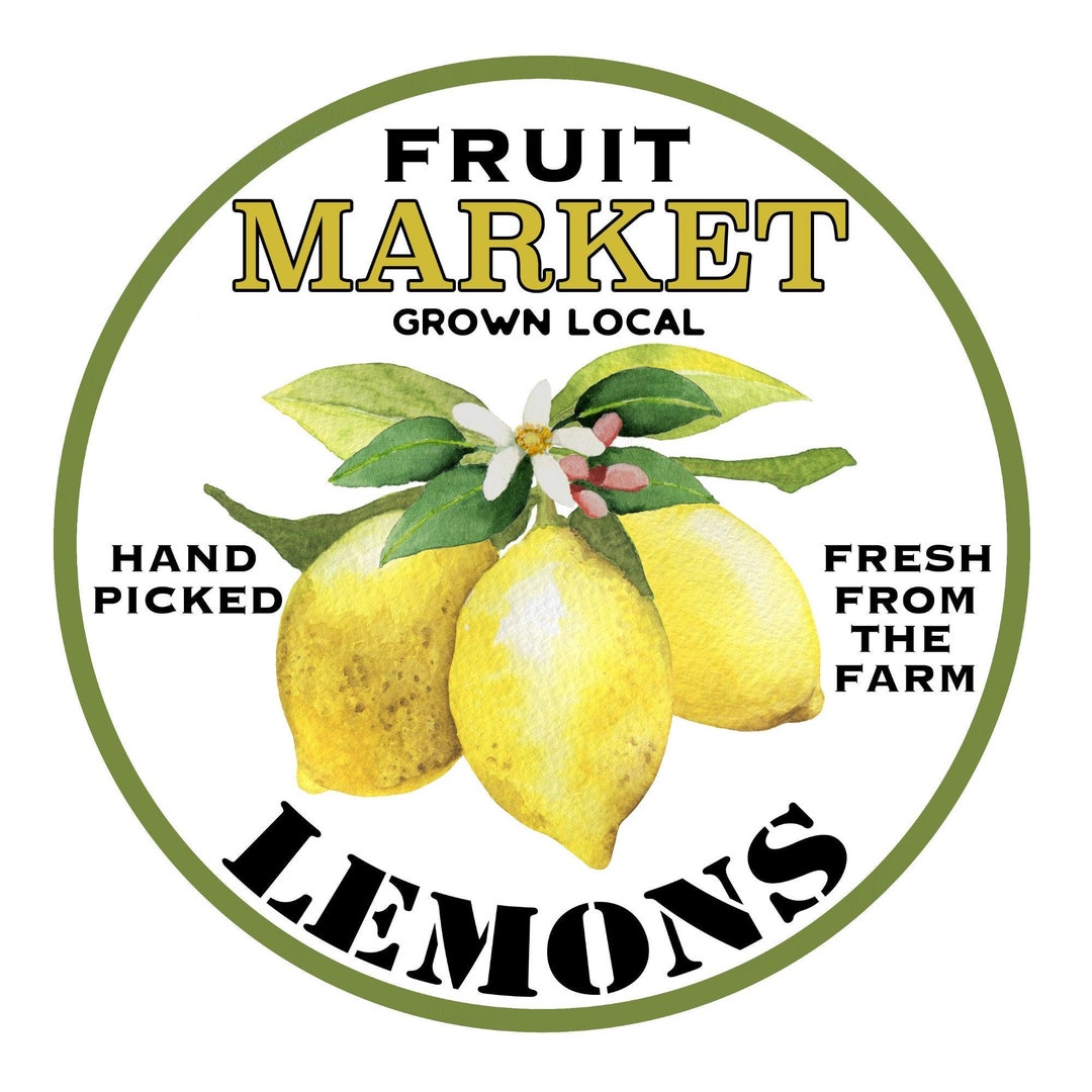Round Fruit Market Lemon Sign Wreath Attachment Metal Sign - Etsy