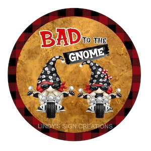 Letrero de corona de motocicleta de gnomo, letrero de corona de metal, letrero de corona redonda, colgante de puerta