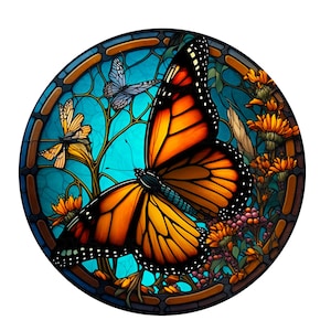 orange monarch butterfly wreath sign, metal wreath sign, signs for wreaths, door decor, lindys sign creations