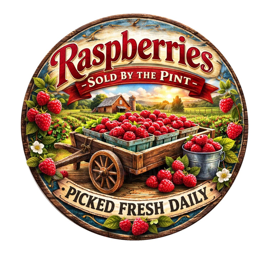 Raspberry Sign Letters Raspberries Picked Fresh Daily Wreath Sign, Market Wreath Sign ...