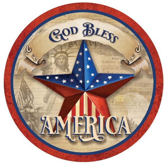 Round God Bless America Wreath Sign Metal Sign Wreath - Etsy